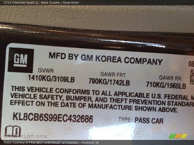 Black Granite / Silver/Silver 2014 Chevrolet Spark LS