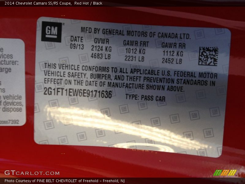 Red Hot / Black 2014 Chevrolet Camaro SS/RS Coupe