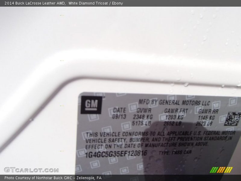 White Diamond Tricoat / Ebony 2014 Buick LaCrosse Leather AWD