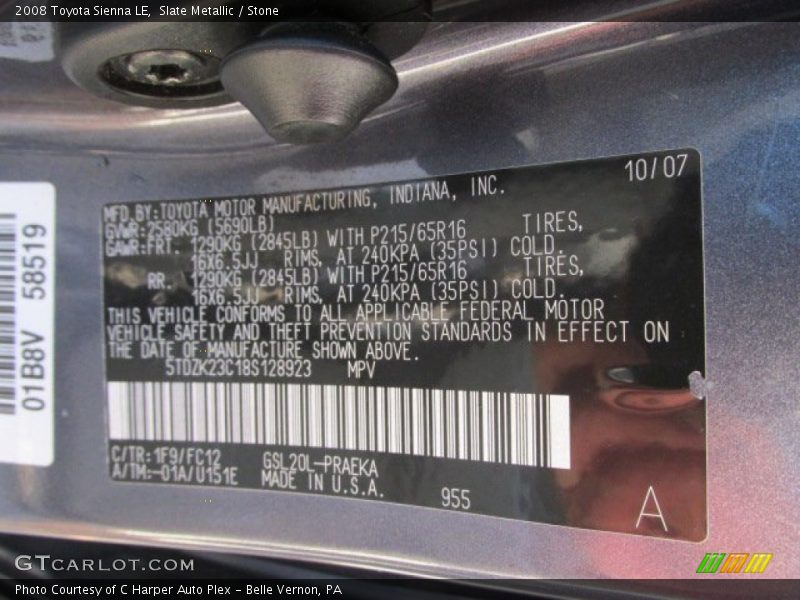 Slate Metallic / Stone 2008 Toyota Sienna LE