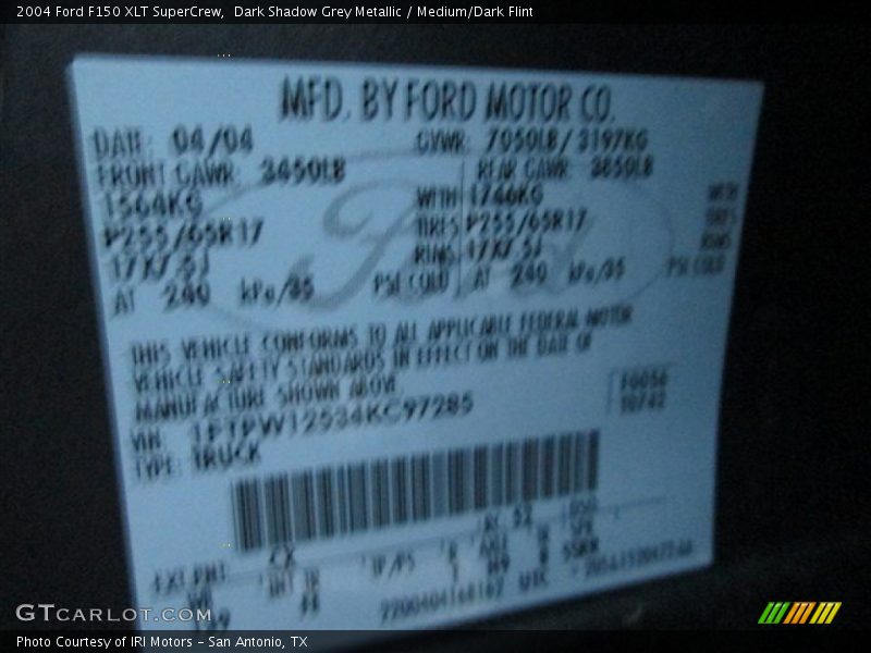 Dark Shadow Grey Metallic / Medium/Dark Flint 2004 Ford F150 XLT SuperCrew