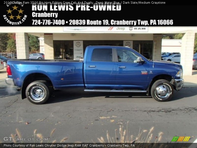 Deep Water Blue / Dark Slate/Medium Graystone 2010 Dodge Ram 3500 Big Horn Edition Crew Cab 4x4 Dually