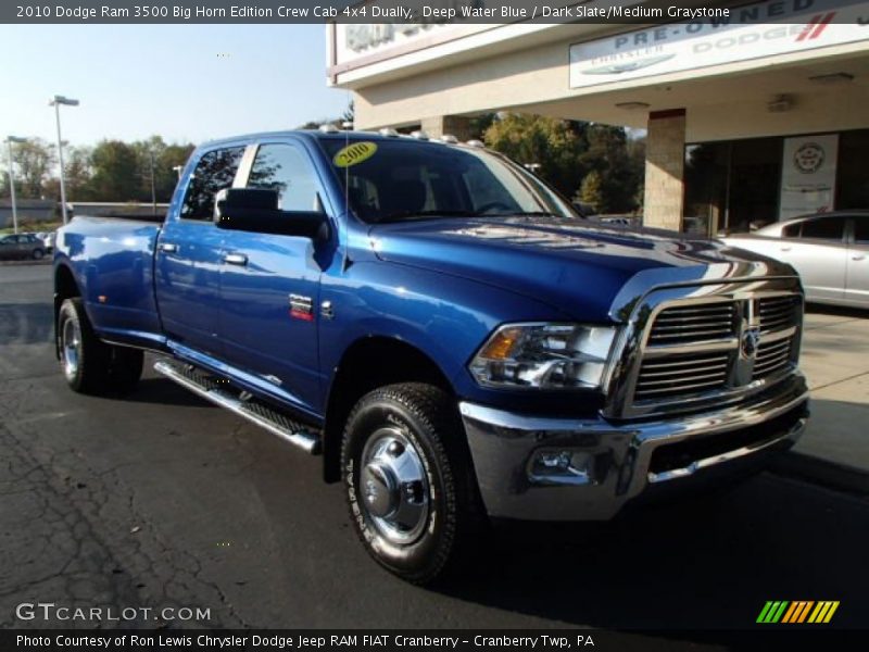 Deep Water Blue / Dark Slate/Medium Graystone 2010 Dodge Ram 3500 Big Horn Edition Crew Cab 4x4 Dually