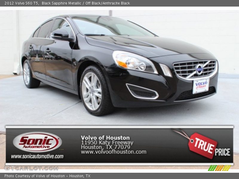 Black Sapphire Metallic / Off Black/Anthracite Black 2012 Volvo S60 T5