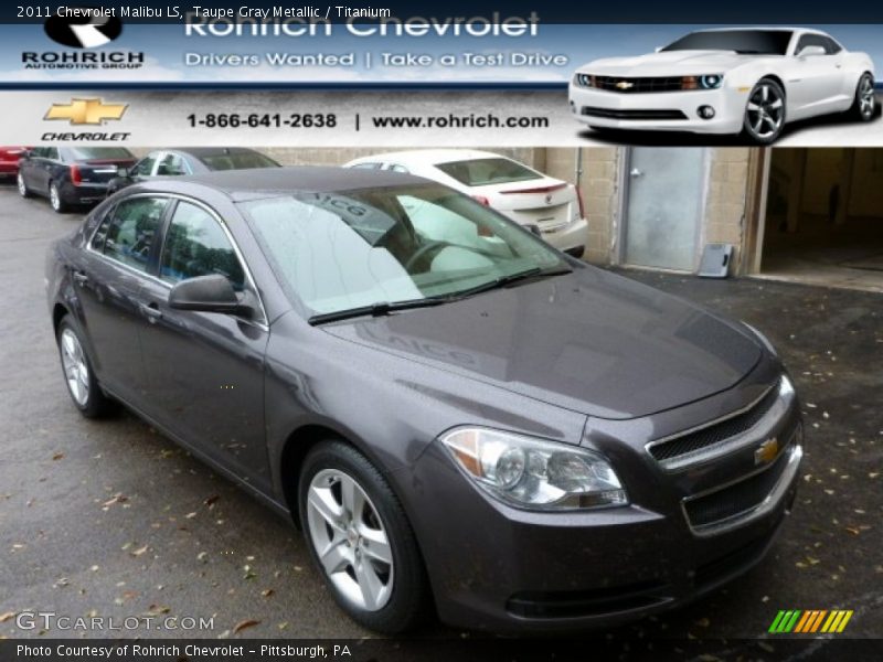 Taupe Gray Metallic / Titanium 2011 Chevrolet Malibu LS