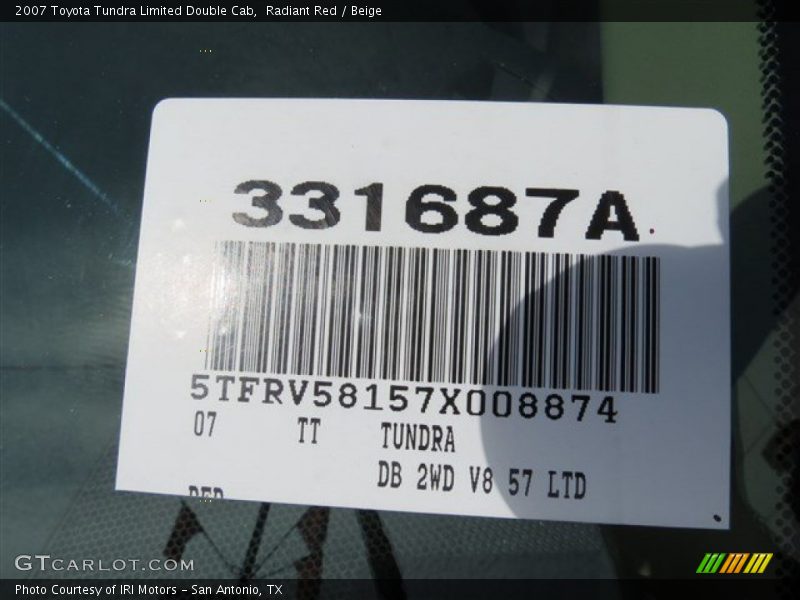 Radiant Red / Beige 2007 Toyota Tundra Limited Double Cab