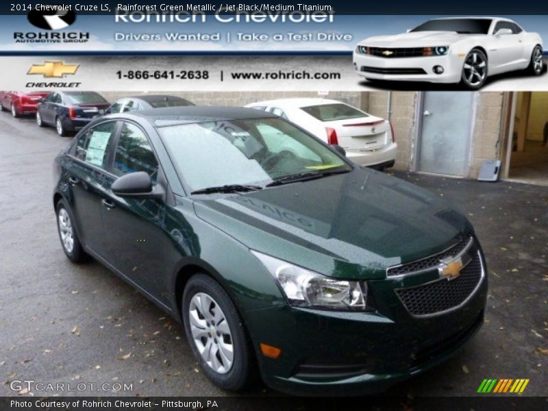 Rainforest Green Metallic / Jet Black/Medium Titanium 2014 Chevrolet Cruze LS