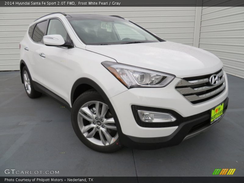 Frost White Pearl / Gray 2014 Hyundai Santa Fe Sport 2.0T FWD