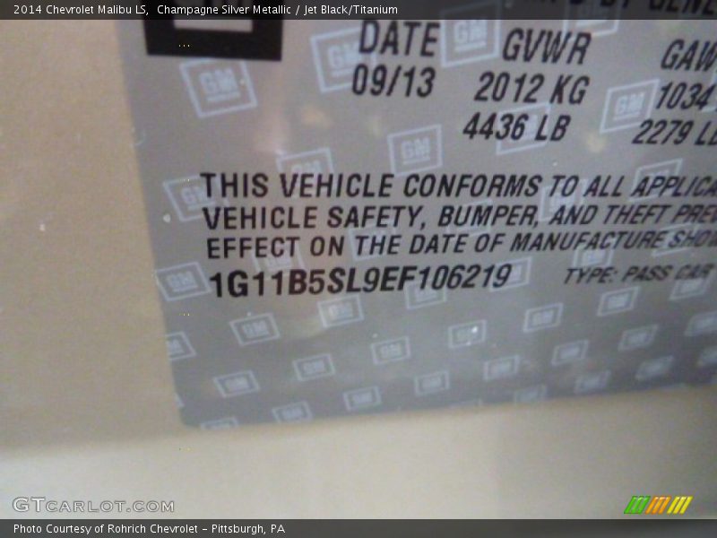 Champagne Silver Metallic / Jet Black/Titanium 2014 Chevrolet Malibu LS