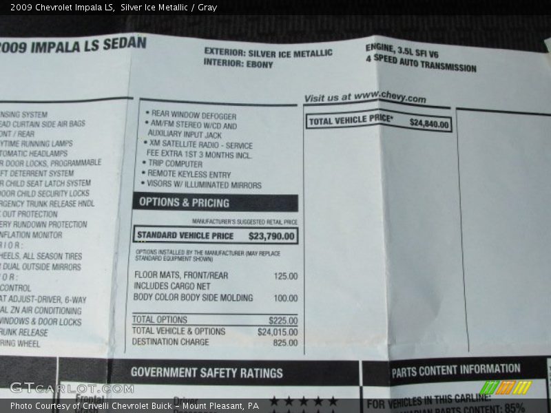 Silver Ice Metallic / Gray 2009 Chevrolet Impala LS