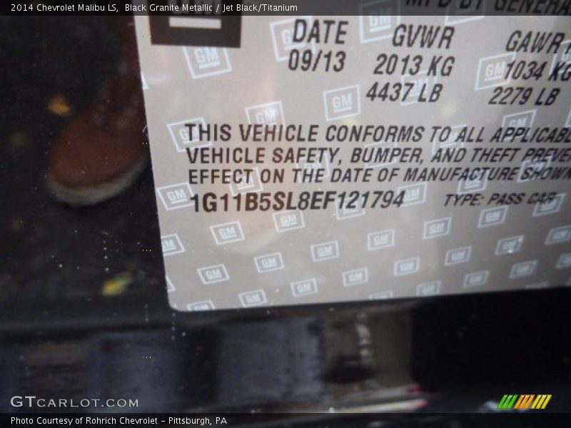 Black Granite Metallic / Jet Black/Titanium 2014 Chevrolet Malibu LS