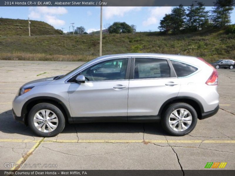 Alabaster Silver Metallic / Gray 2014 Honda CR-V EX AWD