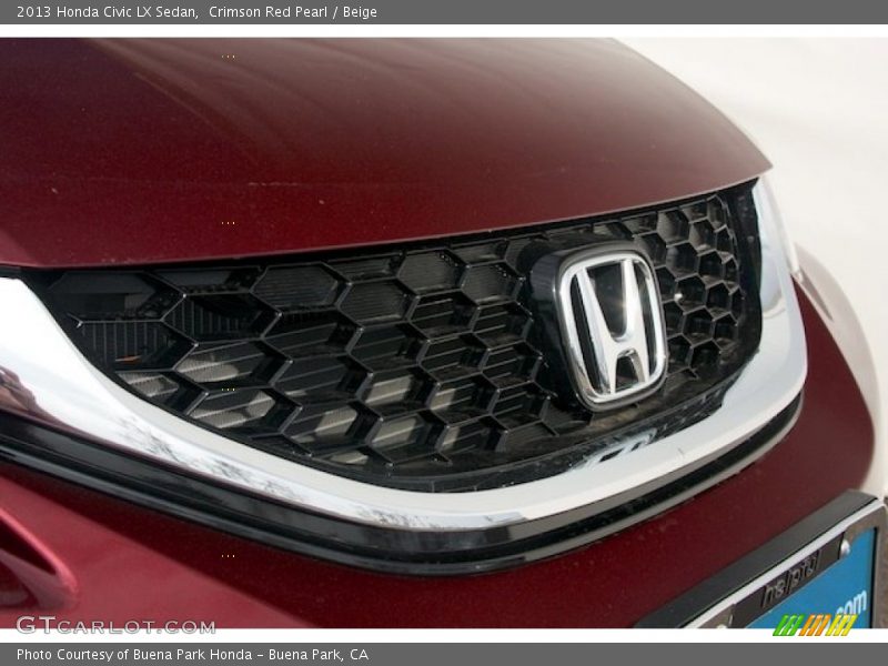 Crimson Red Pearl / Beige 2013 Honda Civic LX Sedan