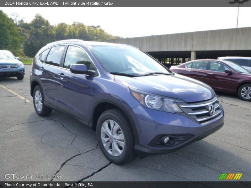 Twilight Blue Metallic / Gray 2014 Honda CR-V EX-L AWD