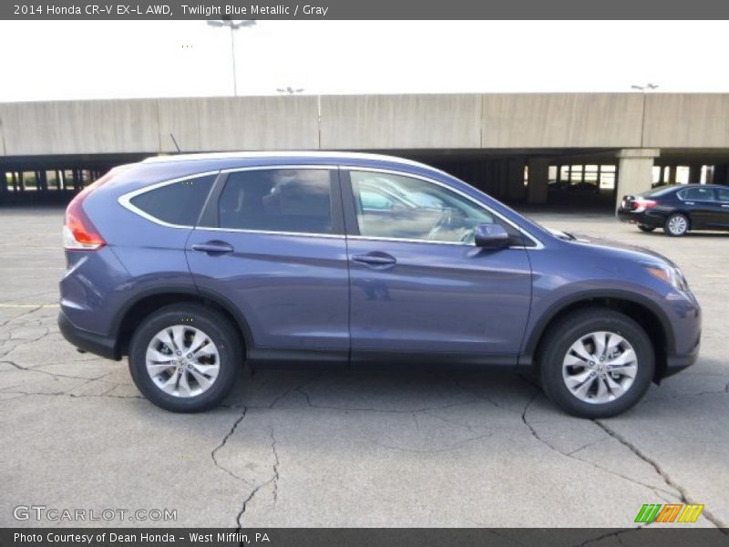 Twilight Blue Metallic / Gray 2014 Honda CR-V EX-L AWD