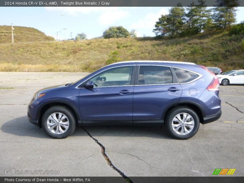 Twilight Blue Metallic / Gray 2014 Honda CR-V EX-L AWD