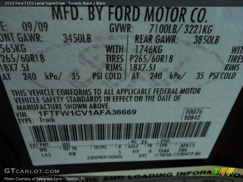 Tuxedo Black / Black 2010 Ford F150 Lariat SuperCrew