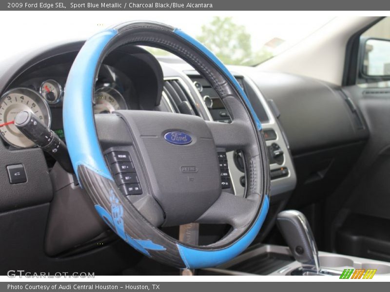 Sport Blue Metallic / Charcoal Black/Blue Alcantara 2009 Ford Edge SEL