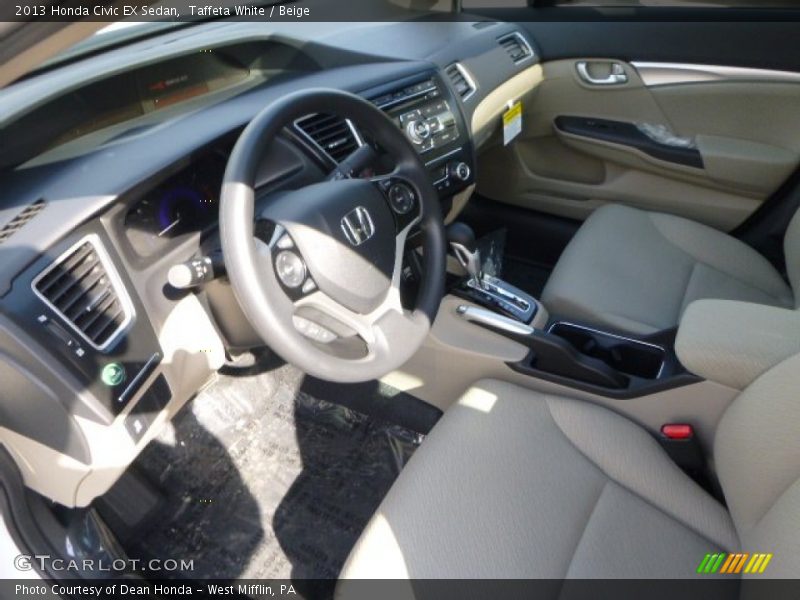 Taffeta White / Beige 2013 Honda Civic EX Sedan