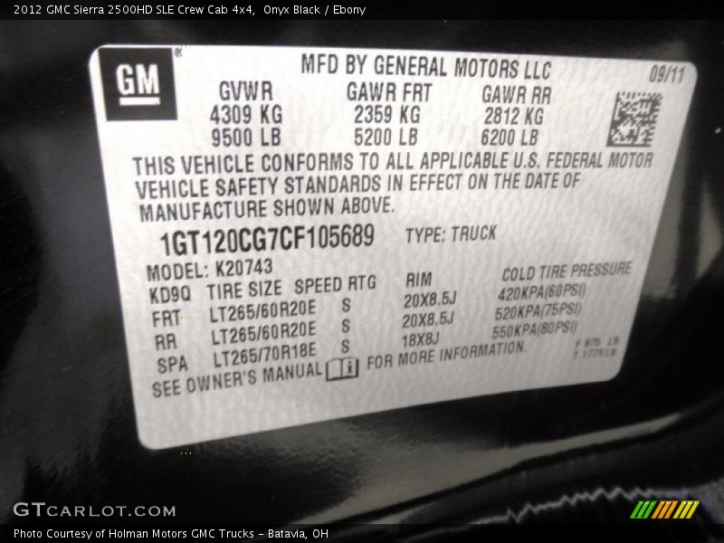 Onyx Black / Ebony 2012 GMC Sierra 2500HD SLE Crew Cab 4x4