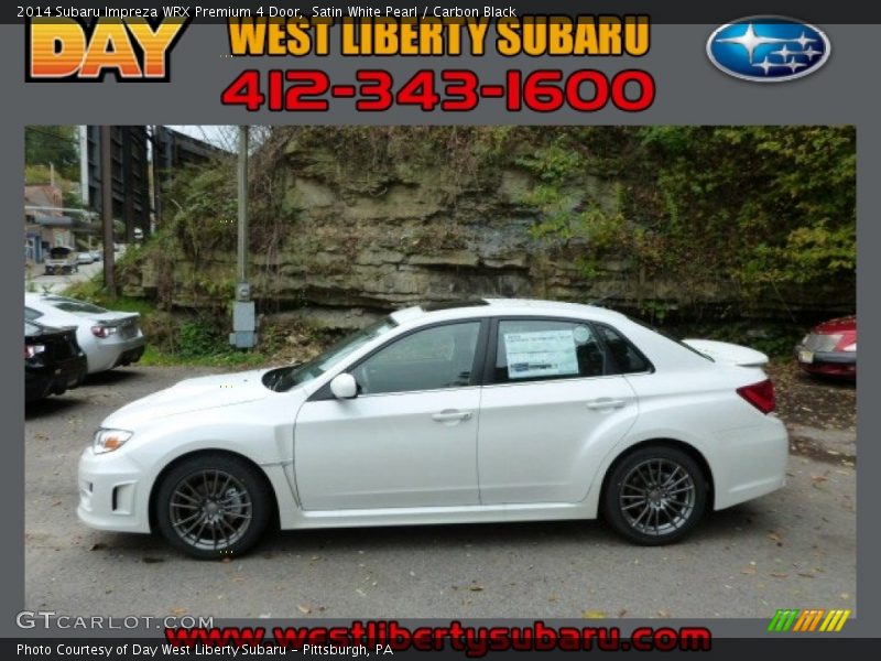 Satin White Pearl / Carbon Black 2014 Subaru Impreza WRX Premium 4 Door