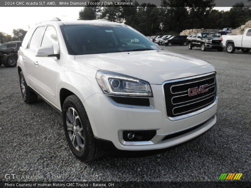 White Diamond Tricoat / Dark Cashmere 2014 GMC Acadia SLT AWD