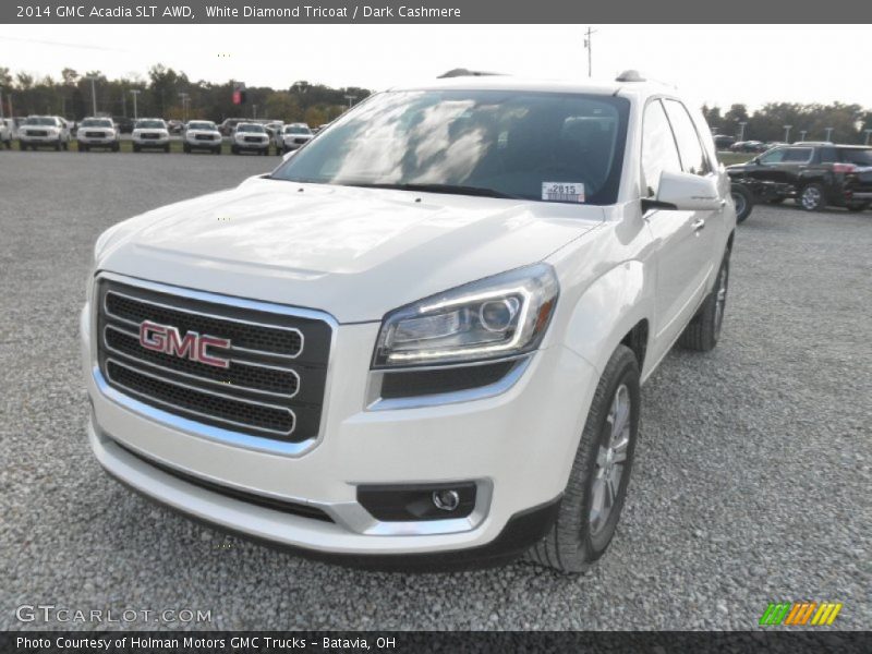 White Diamond Tricoat / Dark Cashmere 2014 GMC Acadia SLT AWD