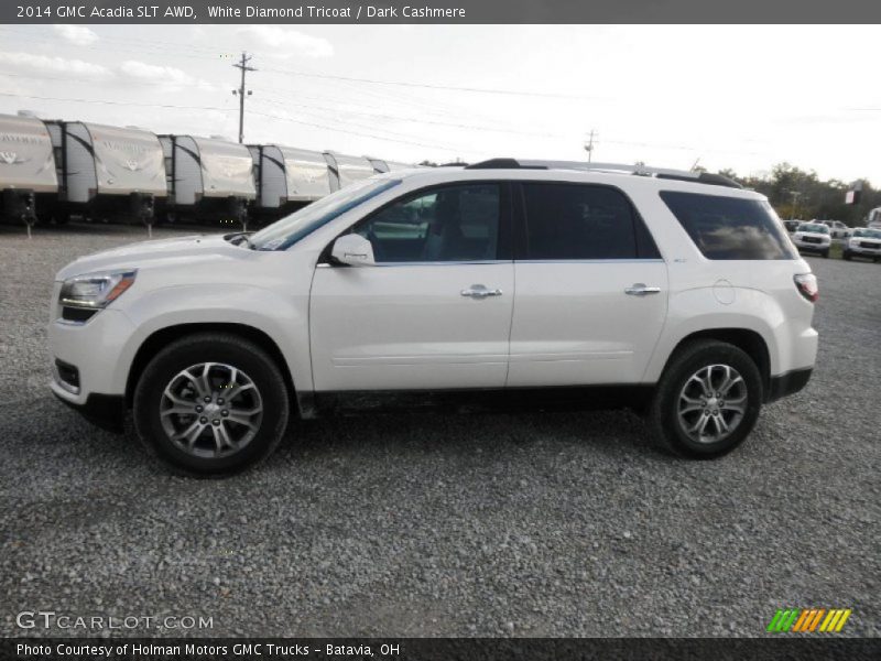 White Diamond Tricoat / Dark Cashmere 2014 GMC Acadia SLT AWD