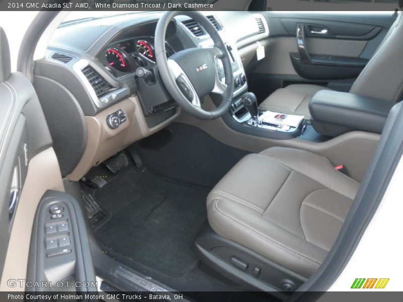 White Diamond Tricoat / Dark Cashmere 2014 GMC Acadia SLT AWD