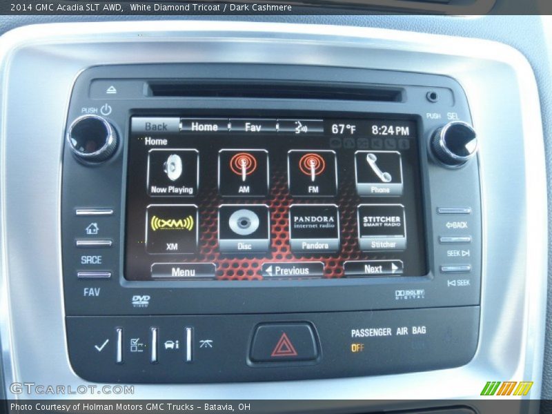 White Diamond Tricoat / Dark Cashmere 2014 GMC Acadia SLT AWD