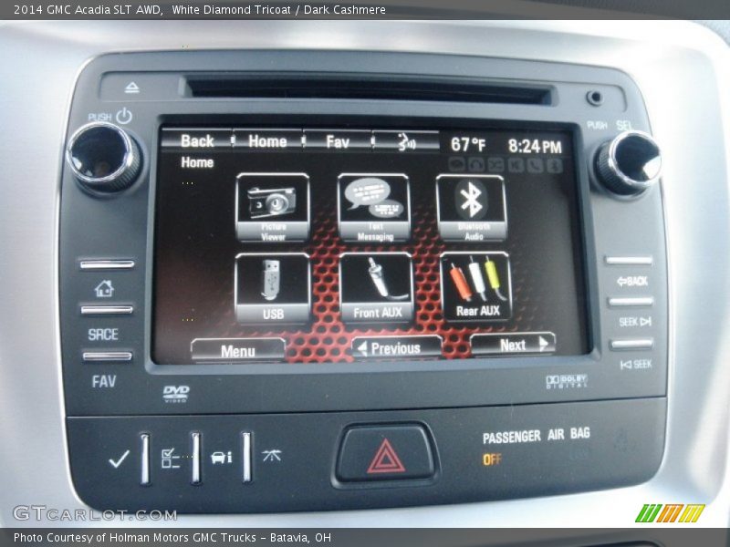 White Diamond Tricoat / Dark Cashmere 2014 GMC Acadia SLT AWD