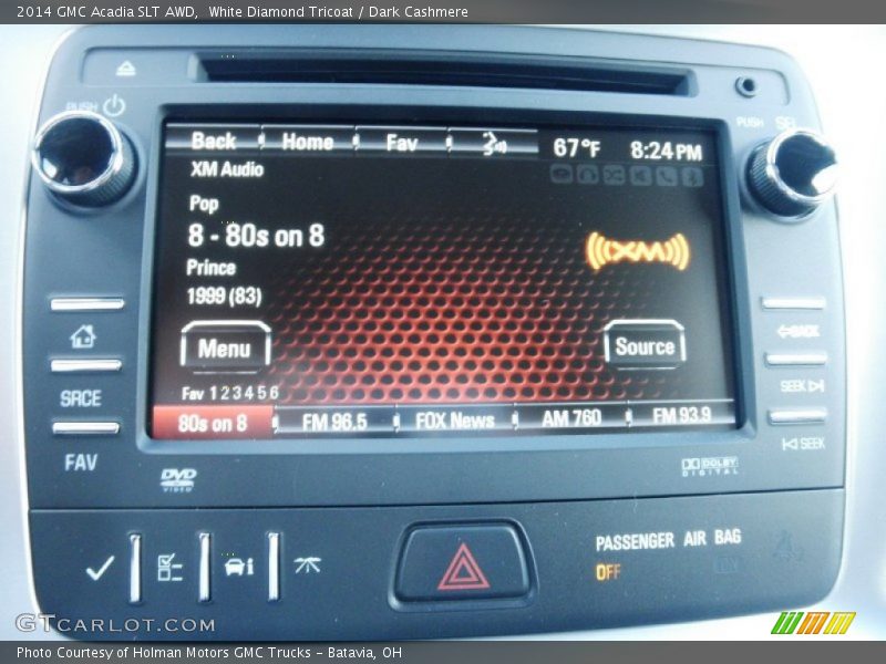 White Diamond Tricoat / Dark Cashmere 2014 GMC Acadia SLT AWD
