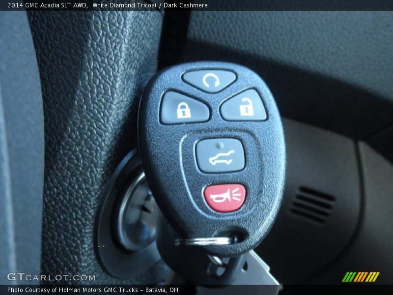 White Diamond Tricoat / Dark Cashmere 2014 GMC Acadia SLT AWD