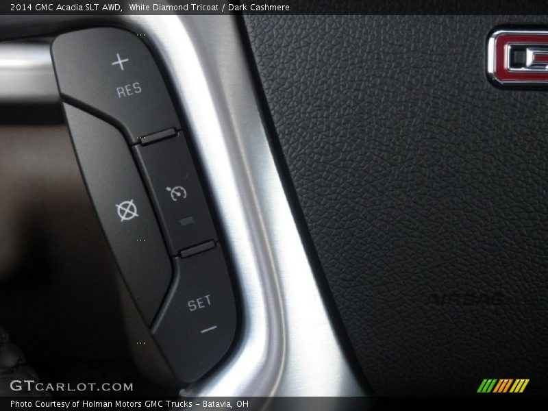 White Diamond Tricoat / Dark Cashmere 2014 GMC Acadia SLT AWD