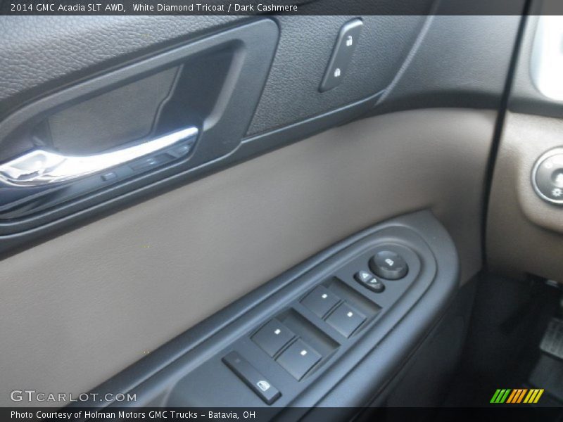 White Diamond Tricoat / Dark Cashmere 2014 GMC Acadia SLT AWD