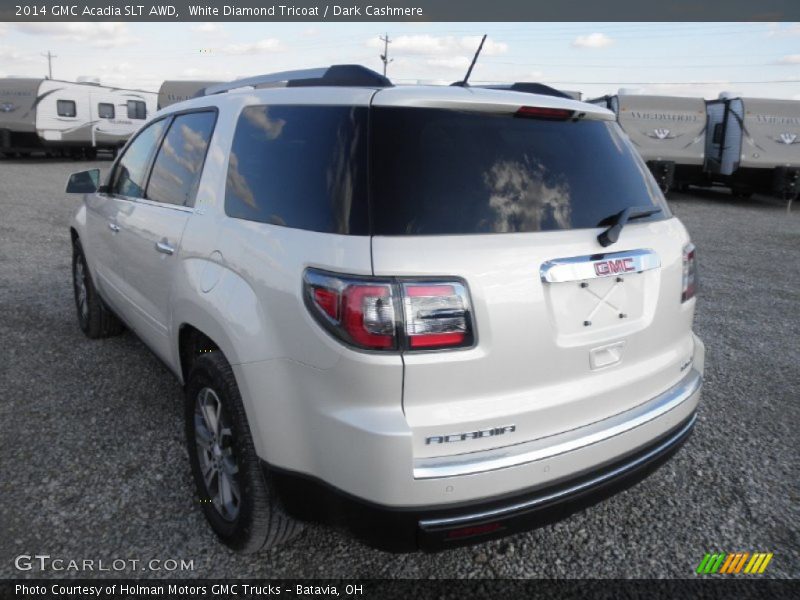 White Diamond Tricoat / Dark Cashmere 2014 GMC Acadia SLT AWD