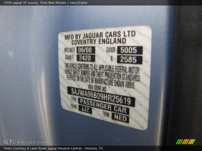 Frost Blue Metallic / Ivory/Oyster 2009 Jaguar XF Luxury