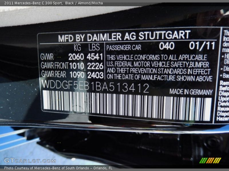 Black / Almond/Mocha 2011 Mercedes-Benz C 300 Sport