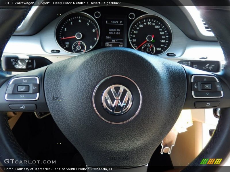 Deep Black Metallic / Desert Beige/Black 2013 Volkswagen CC Sport