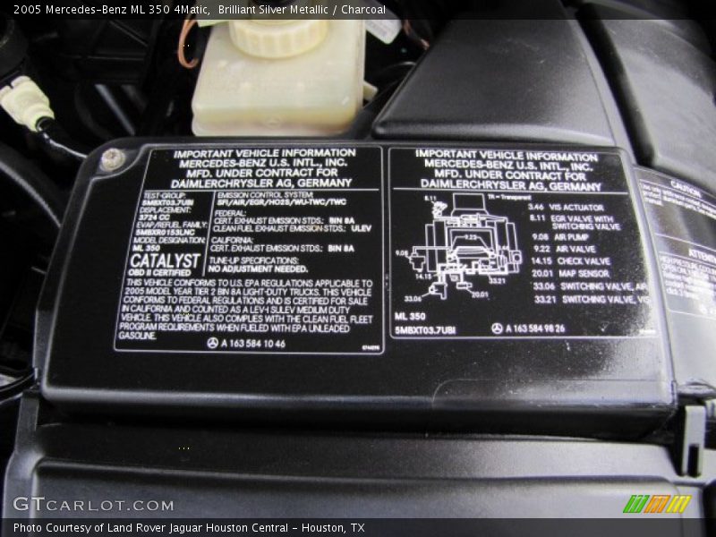 Brilliant Silver Metallic / Charcoal 2005 Mercedes-Benz ML 350 4Matic