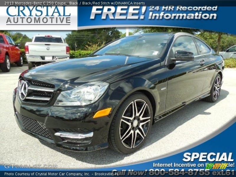 Black / Black/Red Stitch w/DINAMICA Inserts 2013 Mercedes-Benz C 250 Coupe