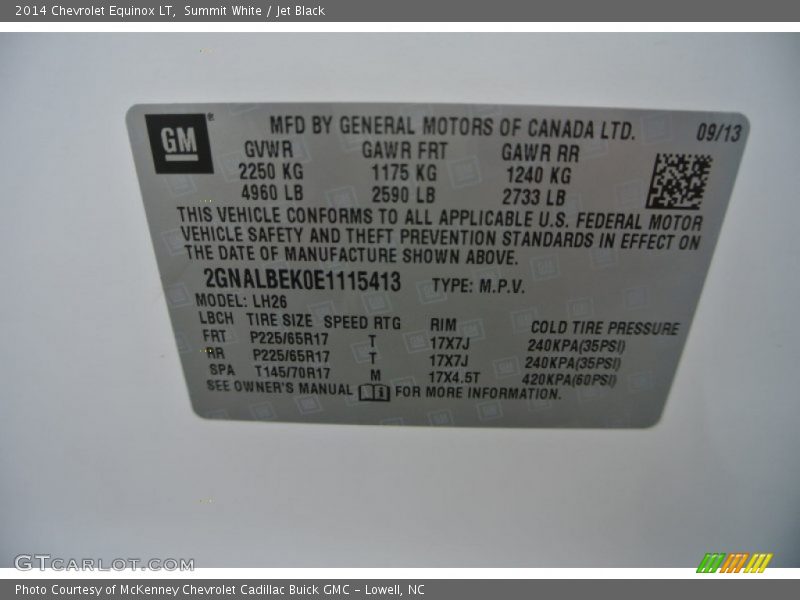 Summit White / Jet Black 2014 Chevrolet Equinox LT