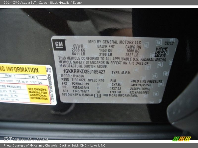 Carbon Black Metallic / Ebony 2014 GMC Acadia SLT