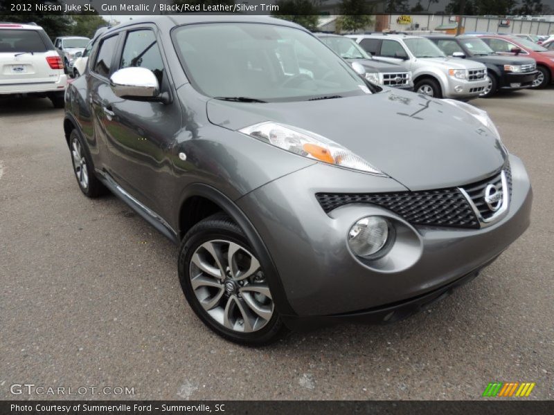 Gun Metallic / Black/Red Leather/Silver Trim 2012 Nissan Juke SL