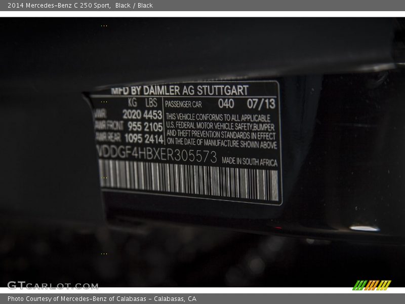 Black / Black 2014 Mercedes-Benz C 250 Sport