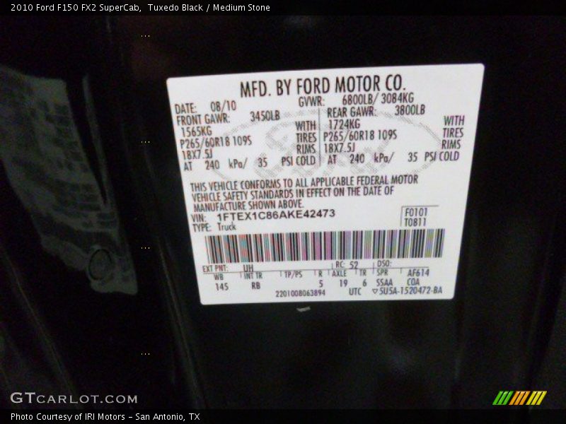 Tuxedo Black / Medium Stone 2010 Ford F150 FX2 SuperCab