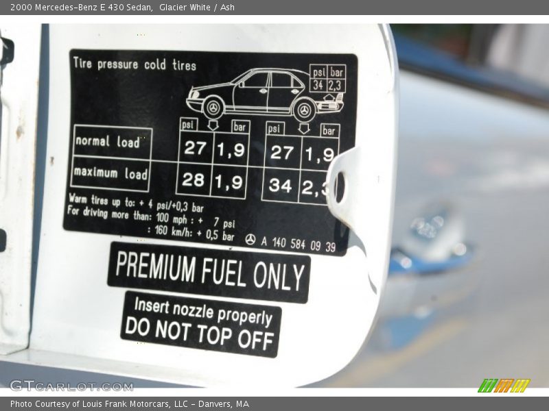 Info Tag of 2000 E 430 Sedan