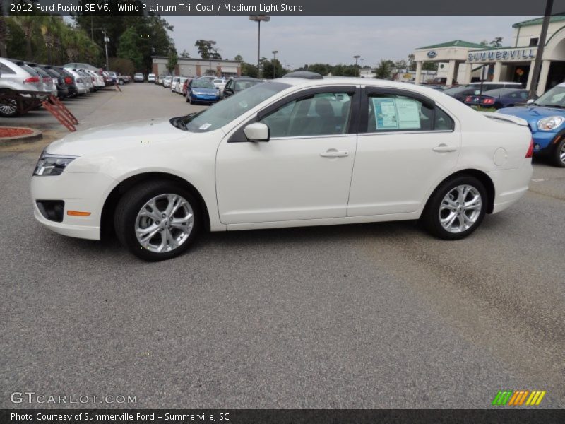 White Platinum Tri-Coat / Medium Light Stone 2012 Ford Fusion SE V6