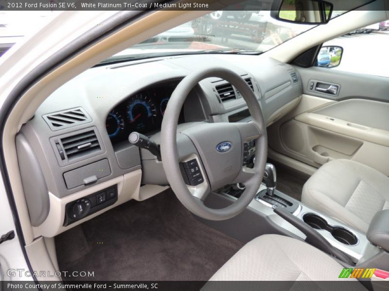 White Platinum Tri-Coat / Medium Light Stone 2012 Ford Fusion SE V6