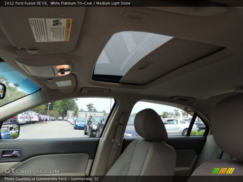 White Platinum Tri-Coat / Medium Light Stone 2012 Ford Fusion SE V6